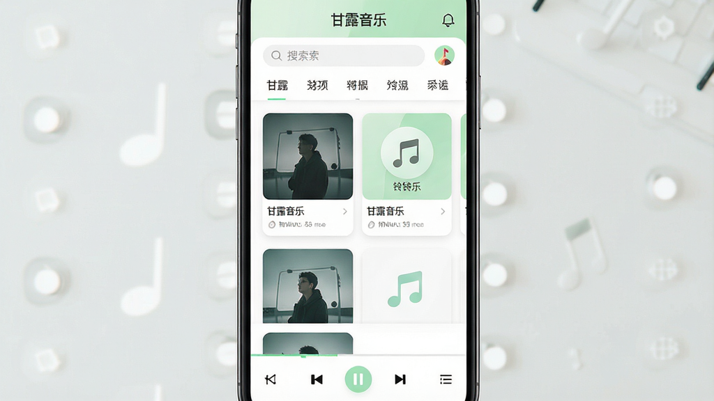 一张手机应用界面展示图,画面中央是一部竖屏智能手机,屏幕内显示