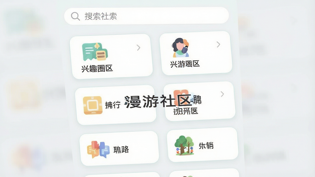 ����������һ����������б����棬չʾ�����ȤȦ����ڿ�Ƭ����Ƭ����ͼ�������ƣ�����Ϊ�������еĿ�Ƭ����ҳ�涥�����������Ű����룬��Ƭ֮������ȣ����Ϊ����ǳɫϵ�ƶ��˽�����ϸ�ڰ���Բ��ͼ�ꡢϸ��ߡ�ǳ�ұ����������д������֡������������������������ɾ����޶���Ԫ��