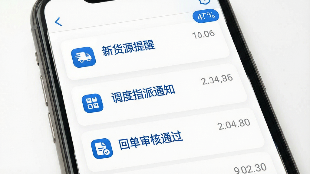手机应用消息中心界面展示,屏幕内呈现多条物流订单通知卡片,包含