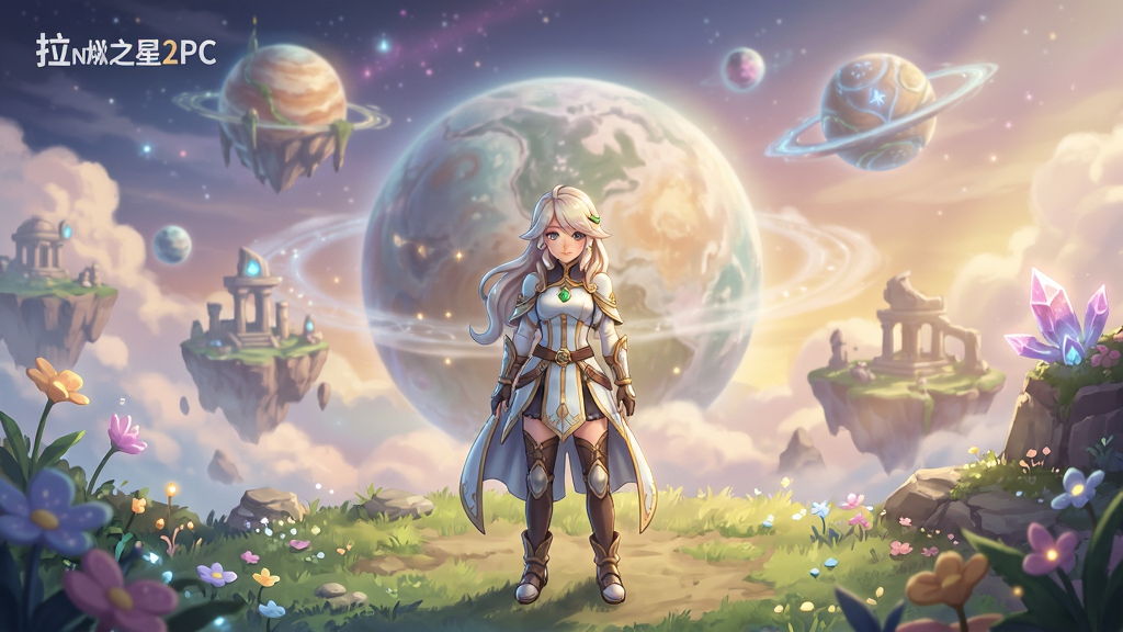 拉娜之星2PC电脑版 游戏主界面全景展示,唯美奇幻星球场景,主角拉娜站在画面中央,柔和光影,清新治愈风格,高清画质,干净构图,无多余元素