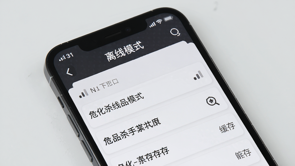 危化杀手离线使用场景展示,手机屏幕显示无网络状态下的查询界面,顶部有离线模式标识,下方为可正常浏览的危化品条目列表,背景为浅灰色,布局简洁,风格实用主义,细节包含信号图标与缓存标记,画质干净清晰,无多余装饰