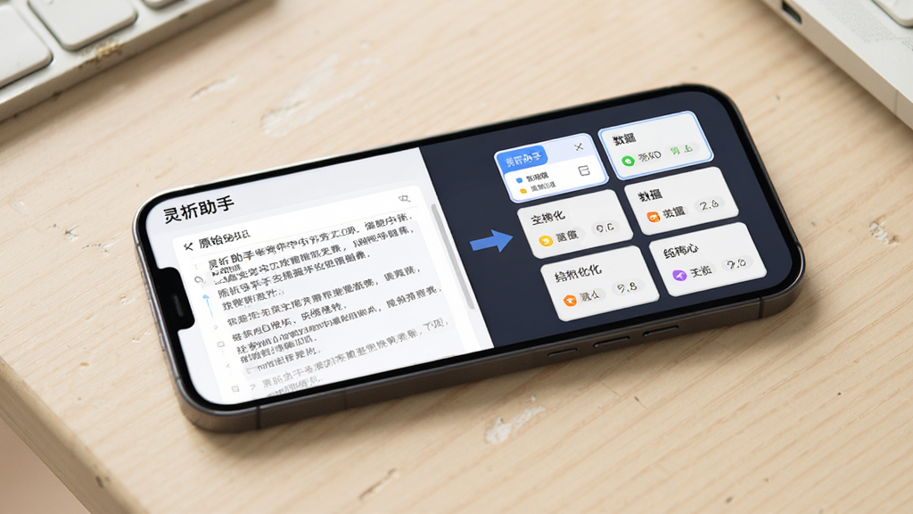 一部手机平放在浅色桌面上,屏幕中显示