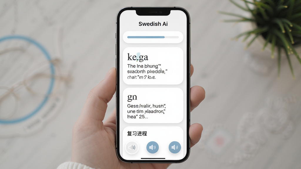 Swedish Ai �ʻ㸴ϰҳ�棬����Ϊ�ֻ��������棬��Ļ����ʾ���ʿ�Ƭ�븴ϰ���Ȼ�����Ƭ��������ﵥ�ʺ����䣬�����С�Swedish Ai������������Ϊ��Ƭʽ�������У�������Բ�ǣ�ϸ�ڰ����������뷢����ť�����ʸ��壬�����ɾ�