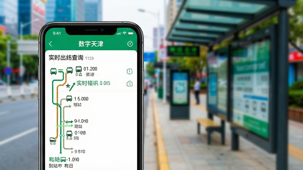 一张展示交通出行功能界面的场景图,画面主体为手机屏幕特写,屏幕内呈现