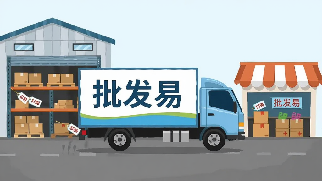 主体为一辆从工厂仓库驶向街边小店的货车,车厢上印有