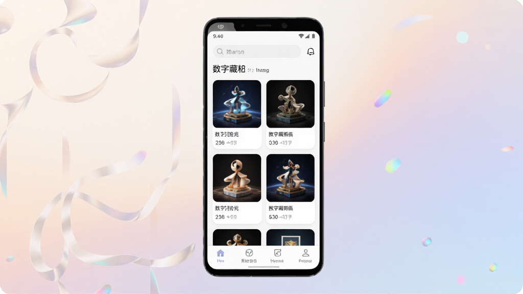 ����ʰ�� ���������ղ�ƽ̨ �ֻ�App����չʾ ����Ϊһ����׿�ֻ���Ļ����ʾ���ֲ�Ʒ����ҳ�� ����Ϊ�ֻ����аڷ� ����Ϊǳɫ����������Χ �Ű���� ����ִ��Ƽ����Ļ������ں� ϸ�ڰ�����Ʒ����ͼ��Ƭ �ײ������� ���������� ���ʸ��� �ɾ� �޶���Ԫ��