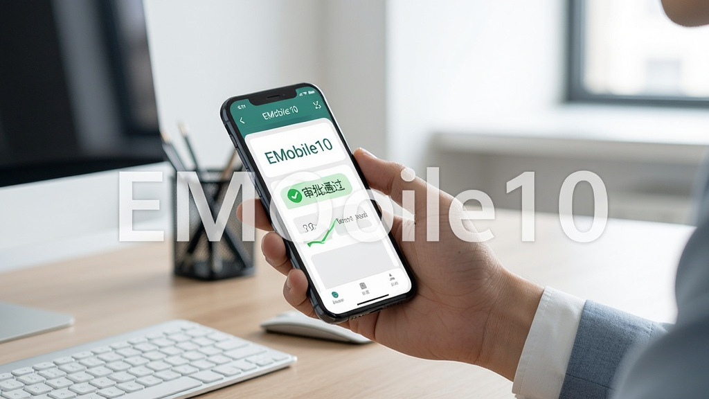һ��չʾEMobile10ʹ�ó�����ͼƬ���������û��ֳ��ֻ��ڰ칫���Բ������ֻ���Ļ����ʾEMobile10���������档����Ϊ��Ƕ����㣬�����ǰ칫�һ��������дʵ������������ϸ�ڰ�����Ļ�ϵ����֡�����ͨ��������������������ɾ���ͼƬ�ϵ��ӡ�EMobile10����͸��ˮӡ��