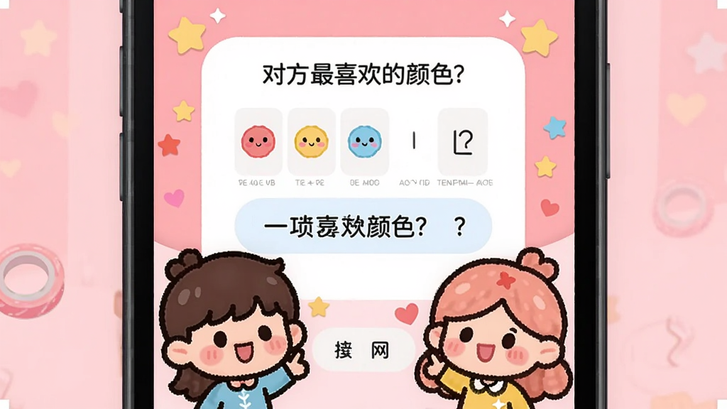�������ʻ���С��ϷԤ�����ֻ���Ļ����ʾһ���ʴ���棬�С��Է���ϲ������ɫ�������⣬������ͨ��ɫ����Ļ�·�������Ϊ�ۺ�ɫ����������ÿɰ������ʸɾ�