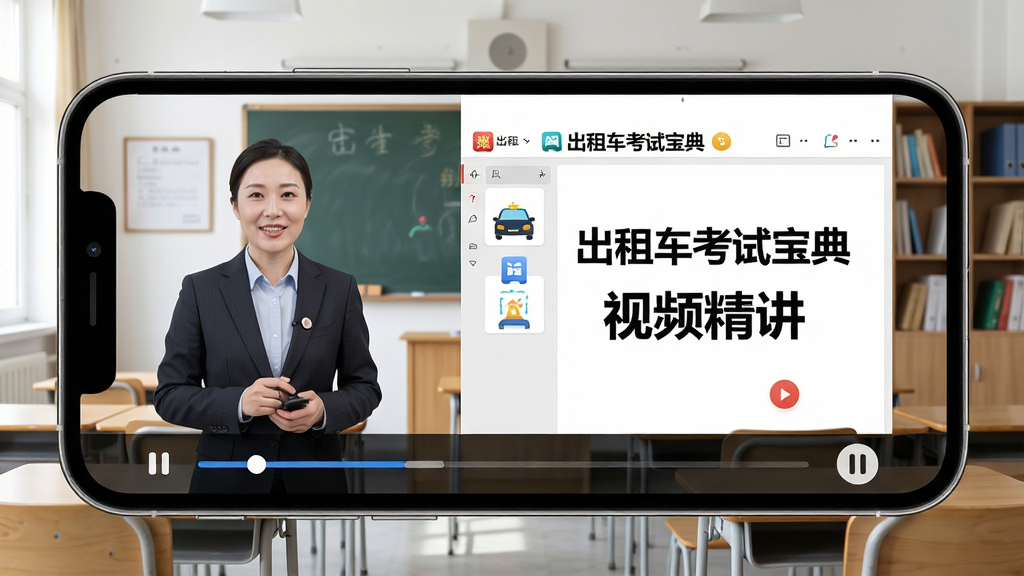 ��������Ϊ�����⳵���Ա��䡱APP�ڵ���Ƶ����ҳ�棬�ֻ�������ʾ��������ڿ���ʦ�����Ҳ�ΪPPT�μ����ݣ��·��н���������ͣ��ť������Ϊ�����Ľ��һ���������ڰ����ܣ����־��⣬�Ű�רҵ���������ϸ����ʵ�������������ɾ��޶���Ԫ�أ���Ļ������ʾ�����⳵���Ա��䡱����Ƶ��������