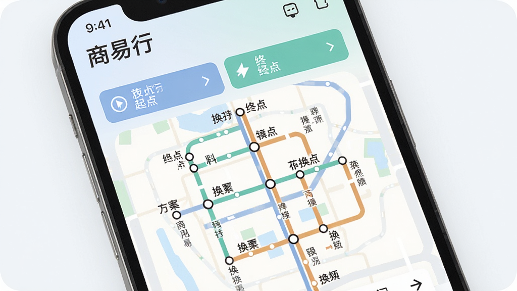 �����������г̹滮���棬�ֻ���Ļչʾ������·ͼ�ͻ��˷�����������㡢�յ㡢����վ���ע����ͼ�����������ɫ��ͣ�ͻ���������С�Ʒ�ƣ����岼�ֺ��������ʸɾ����޶���Ԫ�ء�