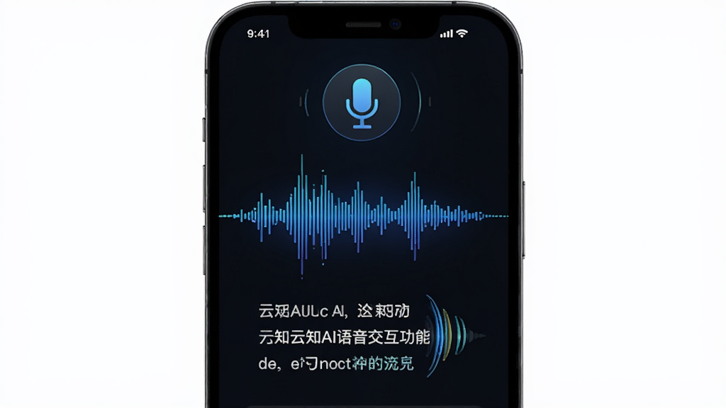 展示云知AI语音交互功能,主体为手机界面上的语音波形动画与文字识别结果,布局居中,风格科技感,细节包含麦克风图标与声波特效,画质高清,背景纯净,无多余元素