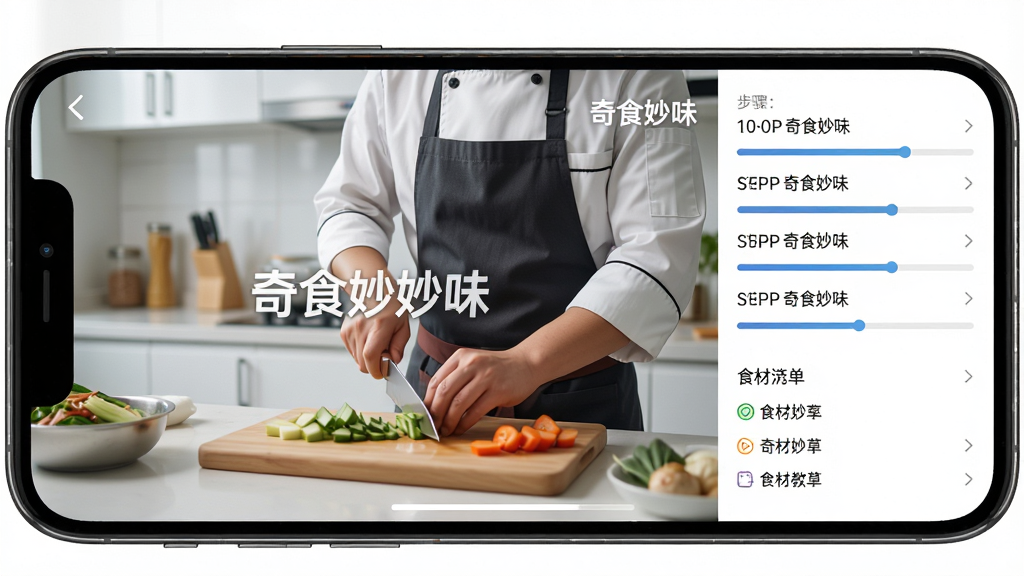 ���壺��ʳ��ζAPP����Ƶ��ѧ���棬���ڲ���һ���˵���⿹��̡����֣��ֻ��������������Ƶ���棬�Ҳ��ǲ����б���ʳ���嵥���Ű棺��Ƶ���������������б����н����������ʵ����Ƶ��񣬳��������������ࡣϸ�ڣ���Ƶ�г�ʦ�����вˣ���Ļ����ʾ����ʳ��ζ��ˮӡ�����ʣ�1080P���壬�ɾ����޶���Ԫ�ء�