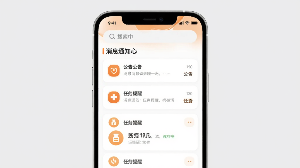 ��������Ϊ��ҩ�նˡ�APP����Ϣ֪ͨ���Ľ��棬��Ļ��չʾ�����б����������ѿ�Ƭ���������������������԰�ɫ�ͳ�ɫΪ��ɫ����ͼ��Բ�󣬱���Ϊǳ��ɫ��������Ƽ���ִ������ʸɾ����޶���Ԫ�ء�