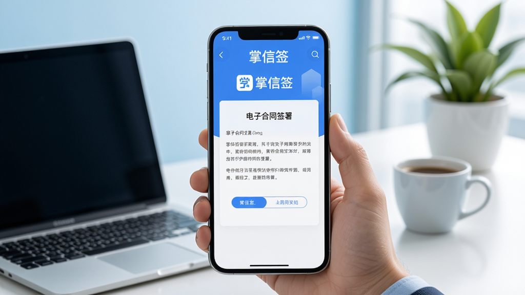 ���Ӿ�չʾ������ǩ��App�������ֻ��ϵ�Ӧ�ý��棬��Ļ������ʾ���Ӻ�ͬǩ��ҳ�棬���С�����ǩ��Ʒ�Ʊ�ʶ������Ϊǳ��ɫ����칫����������ڷűʼǱ����ԡ����ȱ�����ֲ������������ͣ���ͼ�ɾ���࣬���ʸ��壬ͻ�������İ�ȫ�ɿ����Ч��ݣ��޶���Ԫ��