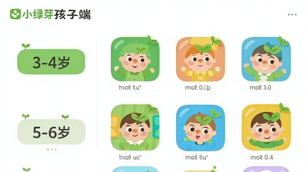 ͼƬ������С��ѿ���Ӷ�APP�Ŀγ�ѡ������ͼ�������ʾ��3-4�ꡱ�͡�5-6�ꡱ���������ǩ���Ҳ��ǲ�ɫͼ��γ��б��������������Ű����롣���Ϊ��ͨ��ƽ����ϸ����ÿ���γ�ͼ�궼��Сѿ��׺�����ʸɾ�������ͻ����С��ѿ���Ӷˡ��������޶���Ԫ�ء�