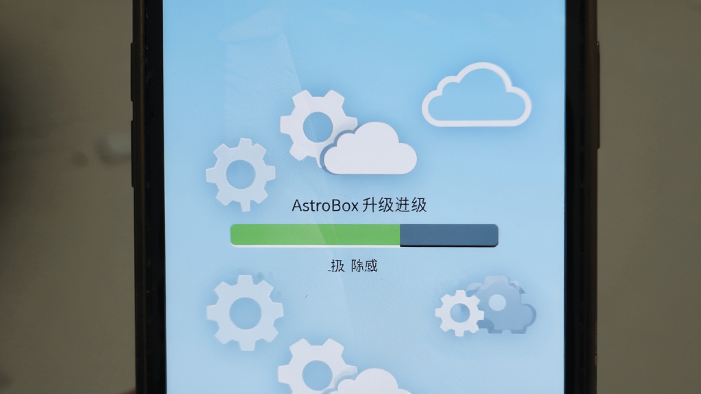 AstroBox�̼���������ҳ�棬�ֻ���Ļ������ʾ��������������Χ�г��ֺ��ƶ�ͼ�꣬����Ϊ����ɫ���䣬���ʸɾ����޶���Ԫ��