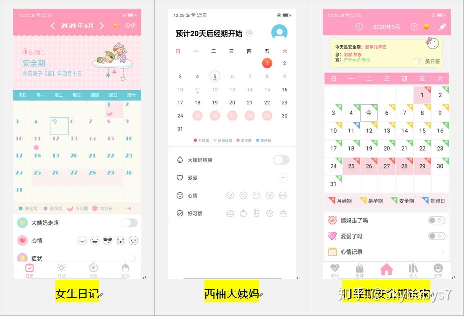 女生私密 安卓版 周期记录界面