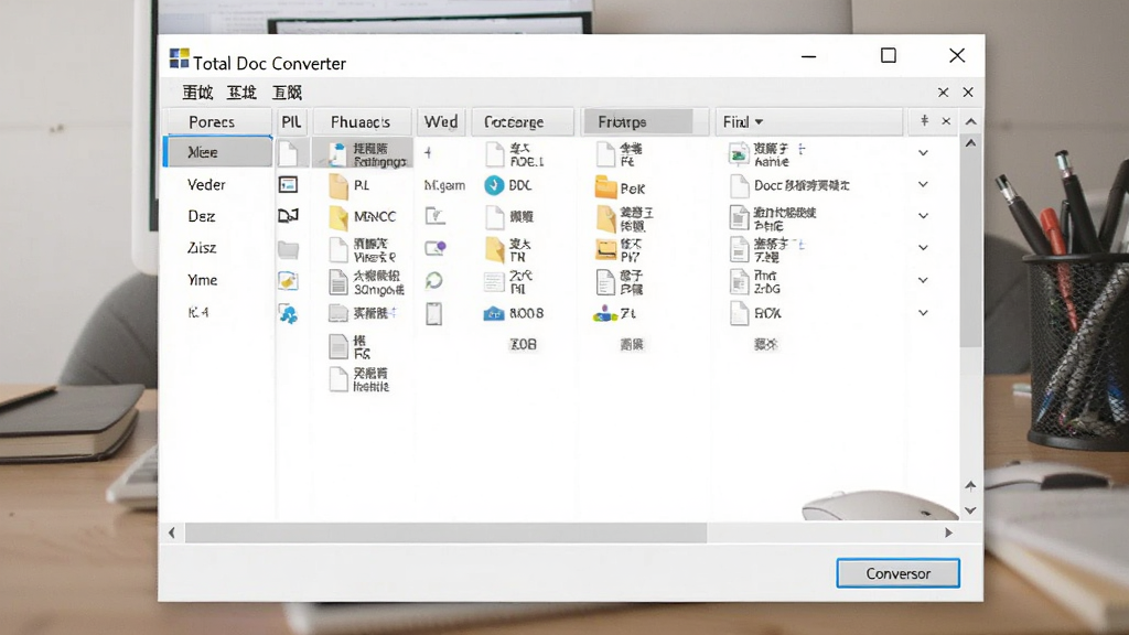 Total Doc Converter��Windows���������н�ͼ�������������ļ��б���ת����ť�ɼ�������Ϊ�칫���棬���дʵ�����ʸ��壬�ɾ��޶���Ԫ��