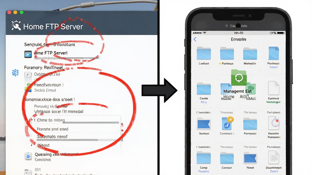 ����Ϊһ�ŷ����Ա�ͼ������ǵ��Զ�Home FTP Server�ķ���ǽ�������ý�ͼ���Ҳ����ֻ����ļ����������ӳɹ��Ľ��档����Ϊ���ҶԳƣ��м��ü�ͷ���ӡ����Ϊ��ѧʽ��ͼ����ص������ú�ɫԲȦ���������������ϸ����ȷ��