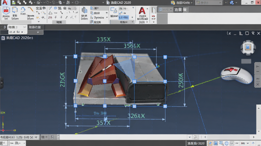 主体为浩辰CAD 2020绘图界面中的智能捕捉与动态标注特写,布局为局部放大展示,排版紧凑,风格商务,细节包含蓝色捕捉框与实时尺寸数字,画质锐利,干净无多余元素。