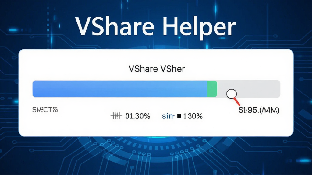 展示VShare Helper文件传输过程的界面,界面中央显示传输进度条和速度数据,背景为蓝色科技感风格,文字标注“VShare Helper”,画质清晰,布局简洁,无多余元素
