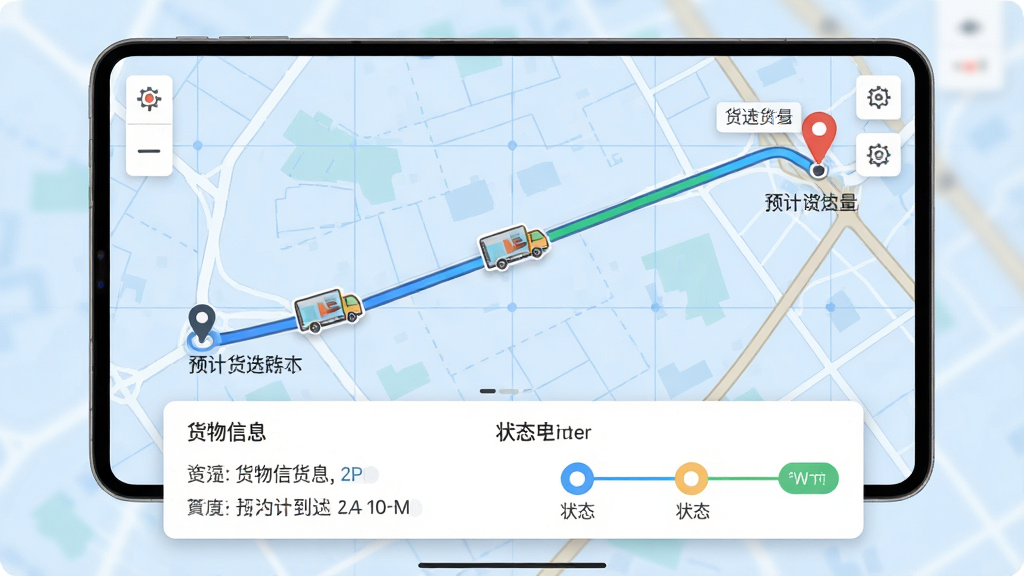 ����Ϊ��ͼ�������棬��ʾһ������㵽�յ�Ļ���·�ߣ����г���ͼ����·���ƶ�������ײ����˵����鿨Ƭ������������Ϣ��״̬�ڵ㣻����Ϊ����ɫ��ͼ���񣻲����Ե�ͼΪ���ģ���Ƭ�����ڵײ����Ű��������ص�ͻ��������Լֱ�ۣ�ϸ�ڰ���·����ɫ��ʶ��Ԥ�Ƶ���ʱ�䣻���ʸ��壬�ɾ����޶���Ԫ�ء�