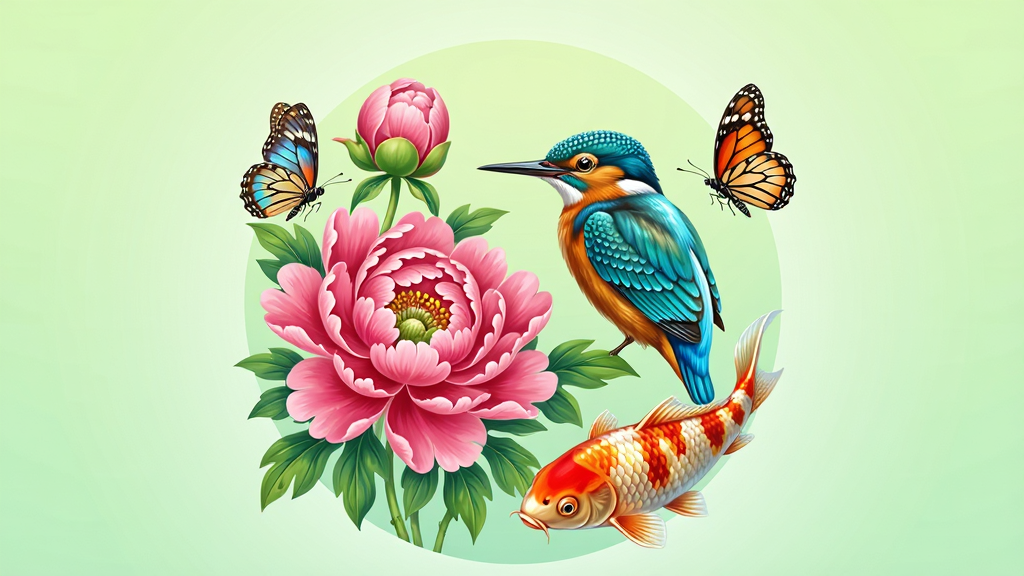 һ���ԡ�������桱Ϊ������ֻ�Ӧ������������������ɫ�����޵�ĵ���������񡢽����������ϳɵ�Բ�ι�ͼ�����־��У��Ű��࣬����Ϊ����ɫ���䣬���������Ȼ��ϸ���ϻ�������������������۷��ⶼ�����ɼ������ʸ��壬�ɾ����޶���Ԫ�ء�