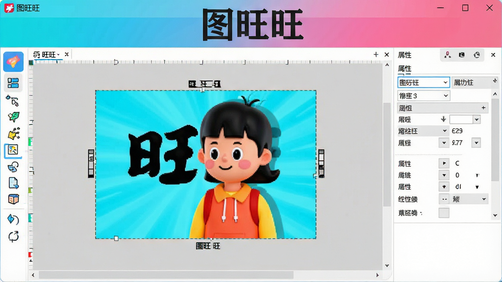 一张展示图旺旺软件主界面的高清截图,界面布局清晰,左侧为工具栏图标,中间为图片编辑区域,右侧为属性设置面板,整体风格简约现代,色彩明亮,软件名称“图旺旺”以醒目标题显示在窗口顶部,画面干净整洁,无多余元素,画质清晰,细节丰富