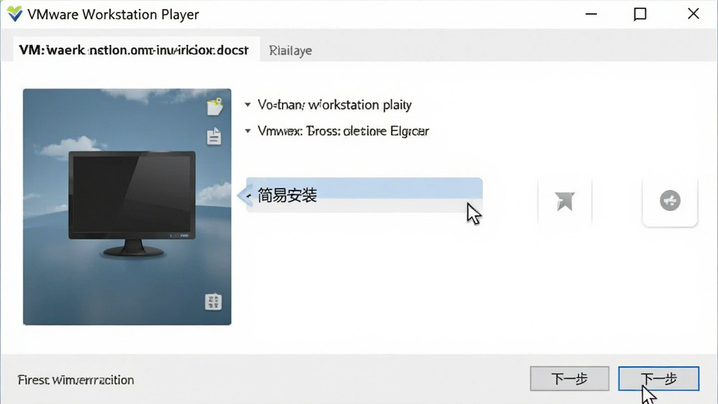 һ��չʾVMware Workstation Player�½�������򵼵Ľ�ͼ������������