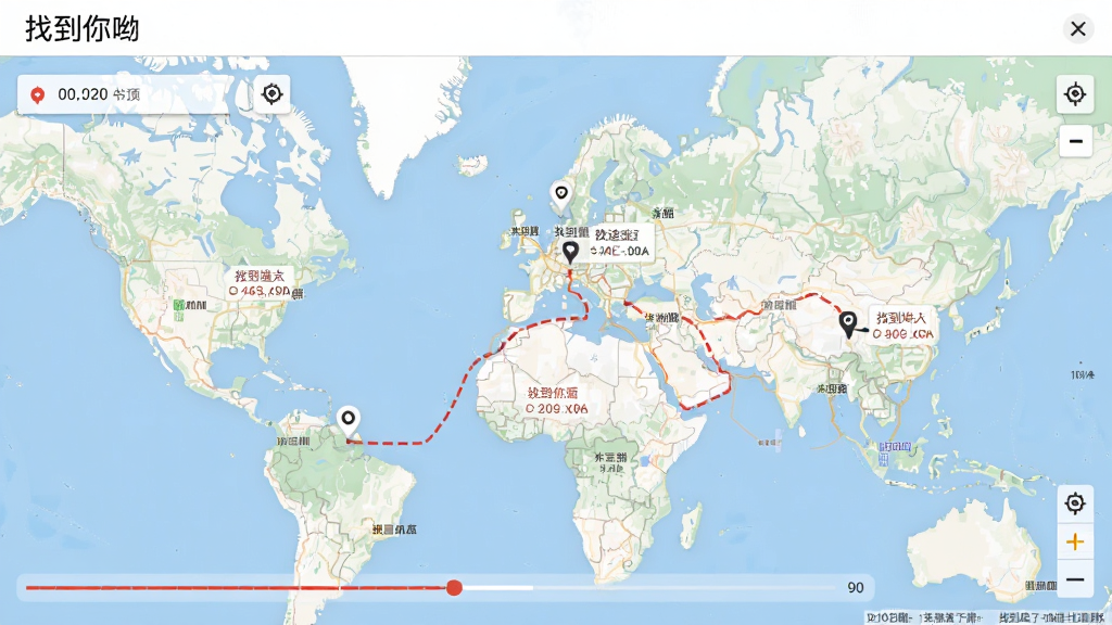 一张《找到你呦》历史轨迹回放界面预览图,主体为地图上的一条红色路线虚线,布局为全屏地图模式,风格为简洁数据可视化,细节包括时间轴进度条和多个途经点标记,画质清晰,无多余修饰元素