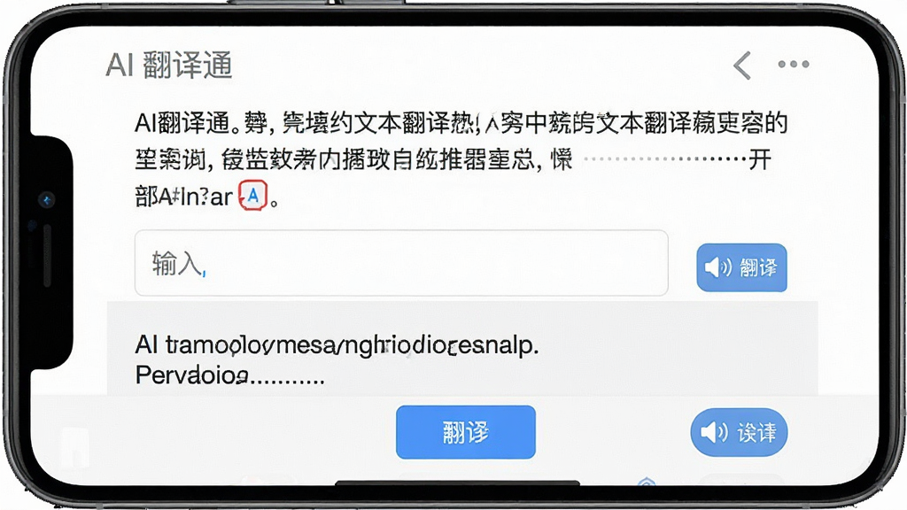 һ��չʾAI����ͨ�ı����빦�ܵĽ����ͼ������Ϊ�ֻ���Ļ����Ļ����ʾһ������ԭ�ĺͶ�Ӧ��Ӣ�����ģ�ԭ�����������¶������У����沼���������Ű��������������죬ϸ�ڰ�������򡢷��밴ť���ʶ�ͼ��ȣ������������ɾ��޶���Ԫ�أ�ͼƬ������Ϊ��AI����ͨ��