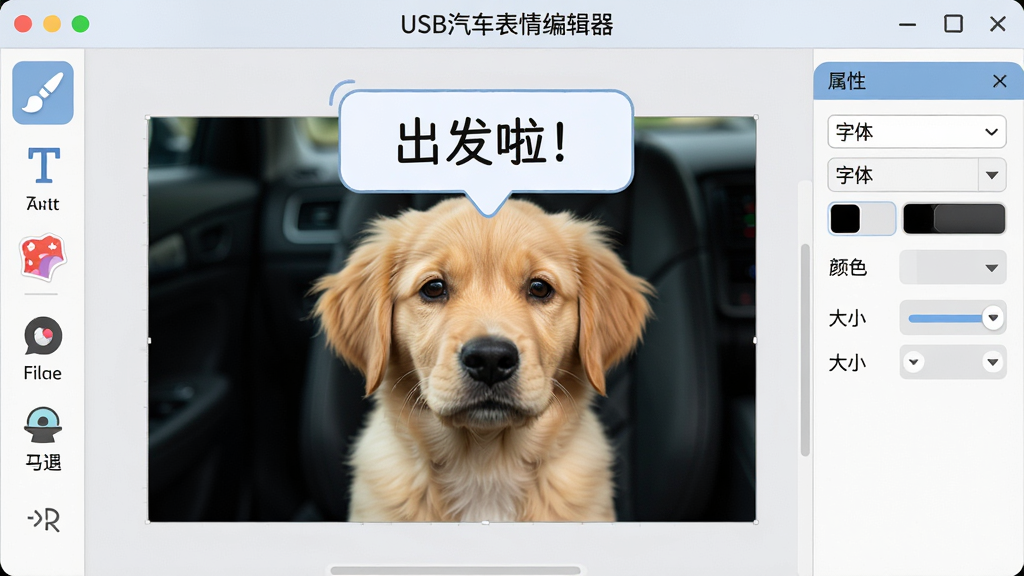 ���壺һ���������棬չʾUSB��������༭���ı༭���ܣ����ڶ�һ��С��ͼƬ�����������ݡ����֣�����Ϊ�༭Ԥ��������Χ�ǹ�������������塣�Ű棺Ԥ�����е�С��ͼƬ�������Ϸ���һ�����϶������ֿ�����Ϊ����������������񣺽����Ѻã����ܲ��ֺ�����ϸ�ڣ����������л��ʡ����֡���ֽ���˾���ͼ�꣬���������ʾ���塢��ɫ����С��ѡ����ʣ����壬�ɾ����޶���Ԫ�ء�