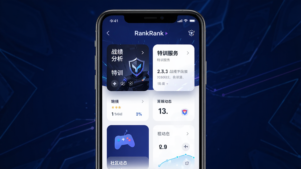 RankRankӦ��������չʾͼ������Ϊ�ֻ���Ļ�ڳ���RankRank����ҳ����ģ�飬����ս����������ѵ����������̬�ȿ�Ƭʽ���֣�����Ϊ����ɫ�羺���UI��Ƽ���ִ������ֱ�ǩ������ע