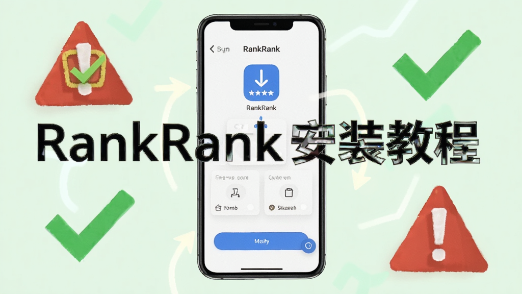 RankRankʹ��ָ��ʾ��ͼ������չʾһ���ֻ��������ذ�װRankRankӦ�õĲ��裬��Χ�жԹ��;���ͼ�꣬����Ϊ����ɫ������Լ��ͼƬ�д���