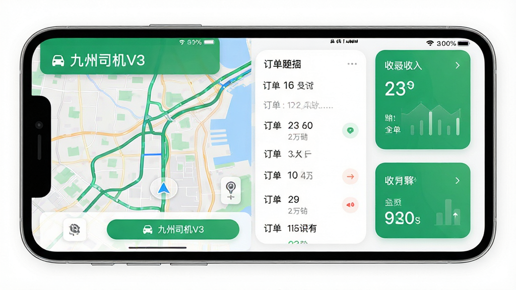 ͼƬչʾ����˾��V3���������棬�������ֻ���Ļ�ڵ�Ӧ�������棬��ʾ��ͼ�����������б�������ͳ�ƿ�Ƭ�������������Ű���ÿ�Ƭʽ��ƣ�����ִ���Լ��ϸ�ڰ�����ɫ����ɫ��Բ�ǰ�ť��ʵʱ·�����������ʸ���ɾ����޶���Ԫ�أ����ֱ�ע������˾��V3��