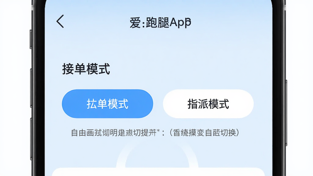 ������APP����ҳ�棬��ʾ���ӵ�ģʽ��ѡ�����������ģʽ���͡�ָ��ģʽ��������ť���·���˵�����֣�����Ϊǳ��ɫ���������࣬ͻ���������л���������ʸɾ���