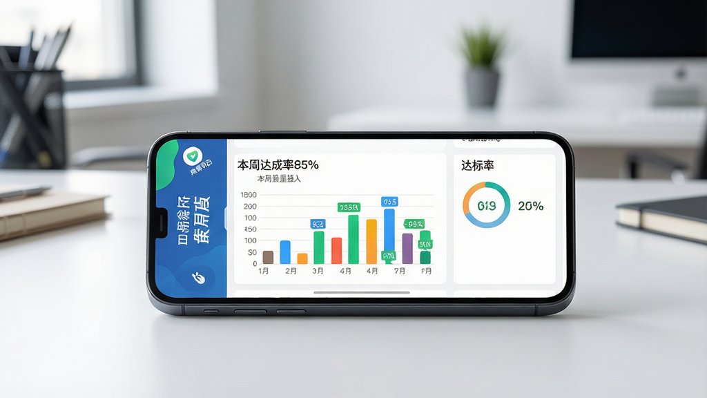 ���壺�ֻ���Ļ��ʾ���Ե����ס�APP���ܱ�ҳ�棬������������������״ͼ�ʹ���ʡ����֣��ֻ�ƽ���������ϣ�����Ϊ��Լ�칫�������Ű棺ҳ��ṹ������ͼ��ɫ�������������������ϸ�ڣ���Ļ���ݿɱ�ʶ���С����ܴ����85%�������������ʣ����壬�ɾ����޶���Ԫ�ء�