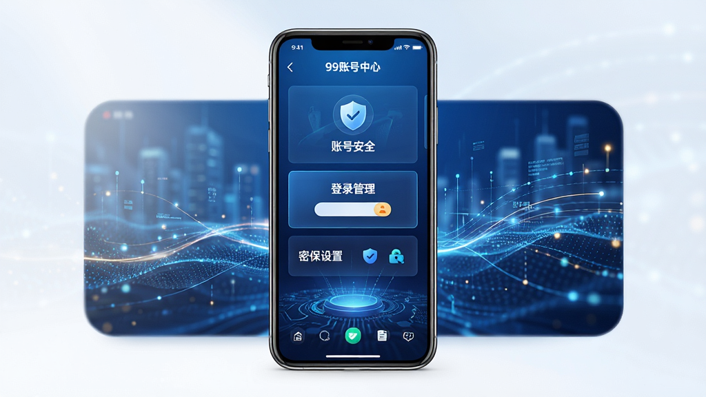 һ���ִ���������չʾ���棬����Ϊ99�˺�����APP�������ֻ��ϵ����н��棬��Ļ��������ʾ���˺Ű�ȫ��������¼�����������ܱ����á��ȹ���ģ�飬����Ϊ����ɫ�Ƽ��н��䣬���������Ĺ�Ч���������������־��У������Ű����࣬���дʵ�Ҿ���δ���У�ϸ�ڷḻ�����ʸ��壬�ɾ��޶���Ԫ�ء�