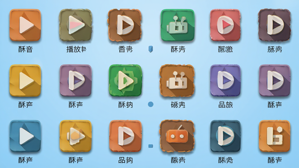 主体:酥音播放器格式支持列表页,显示多种音频格式图标;布局:图标网格排列,每个图标下方标注格式名称;排版:图标大小统一,色彩各异;风格:扁平化设计,背景为浅蓝色渐变;细节:图标有立体阴影,整体干净整洁