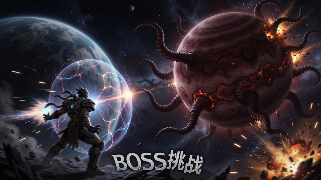����Ϊ������޴�BOSS���ŵĳ�����BOSS��һ�Ű���ɫ���д��ֵľ����ǣ�����Ϊ���ҶԳƣ��Ű�ͻ��ս�����������Ϊ�ƻ�ʷʫ�У�ϸ�ڰ������������뱬ը�𻨣����ʾ�ϸ���ɾ��޶���Ԫ�أ�ͼƬ�д�����
