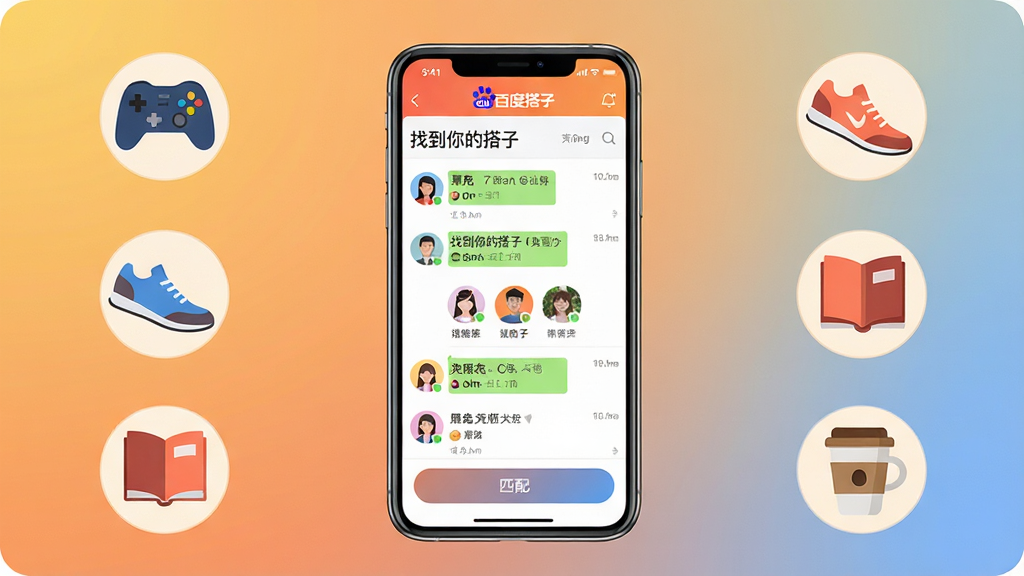 ���壺�ٶȴ���APP�Ľ���չʾ���ֻ���Ļ���С��ٶȴ��ӡ������ͺ���ƥ�仭�档���֣��ֻ����У�����Ϊ��ů�Ľ���ɫ�������д�����Ȥ��ͼ�꣨��Ϸ�ֱ����˶�Ь���鱾�����ȱ������Ű棺�ֻ���Ļ����չʾ�����б���ƥ�䰴ť�������ࡣ����ִ���ƽ����ɫ�����죬������Ȼ��ϸ�ڣ���Ļ����ʾ���ҵ���Ĵ��ӡ�������ͷ����ǳ������ɼ������ʣ����壬�ɾ����޶���Ԫ�ء�