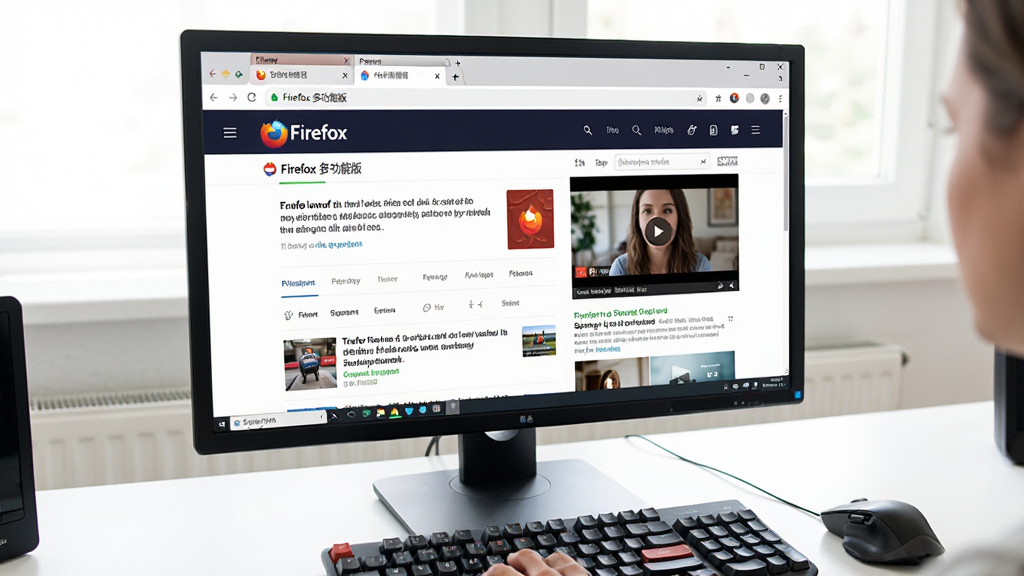 ���壺�û�����ʹ��Firefox �๦�ܰ������ҳ����Ļ����ʾ���ǩҳ�͹����������֣�������Ļռ�ݻ������룬��Χ�м��̡��������衣�Ű棺��Ļ���������ɼ���ͻ����������档���дʵ��������չʾʵ��ʹ�ó�����ϸ�ڣ���Ļ�е�ַ����ʾ��Firefox �๦�ܰ桱������ҳ������Ϊ���ź���Ƶ��վ�����ʣ����壬�ɾ����޶���Ԫ�ء�