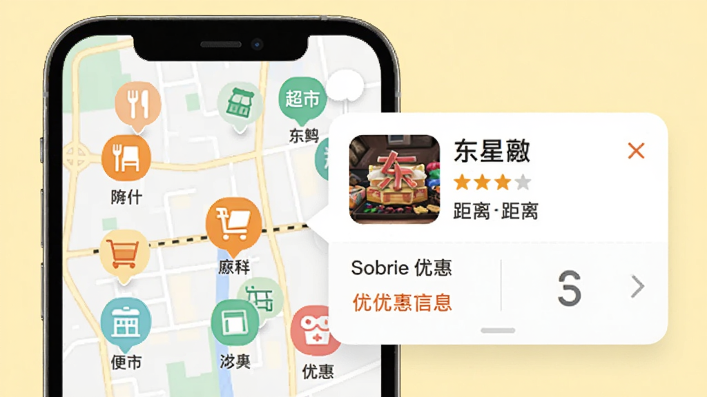 ��������App�ܱ��̼��Ƽ�ҳ�棬�ֻ���Ļ��ʾ��ͼģʽ����Χ�ֲ��Ų��������С���������̼�ͼ�꣬���ĳ���̼Һ󵯳����鿨Ƭ�������̼����ơ����֡�������Ż���Ϣ������Ϊ����ɫ����������ã������������޶���Ԫ�ء�