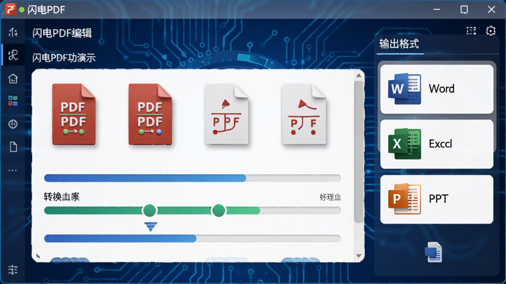 ����PDF�༭��ת��������ʾ��������ʾ���PDF�ļ�����ת�����У��������������У��Ҳ������ʽѡ�����Word��Excel��PPT������Ϊ����ɫ�Ƽ��з��ͼ�����壬��������������������Ԫ��