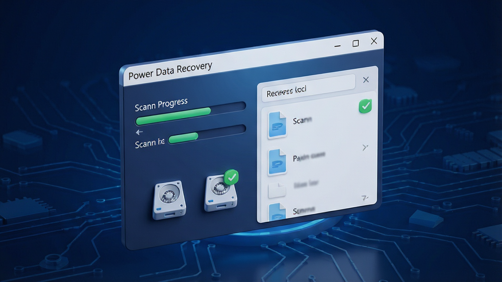 һ���ִ���ʮ���3D��Ⱦ���Ӿ�ͼ������Ϊ��Power Data Recovery��������������������ɫ�Ƽ�����֮�ϣ�������������ʾɨ���������ָ��ļ��б������־��У��Ű��࣬���רҵ�Ҿ߿Ƽ��У�ϸ�ڰ�������ͼ������ɫ�Թ���־�����ʸ��壬�ɾ����޶���Ԫ��
