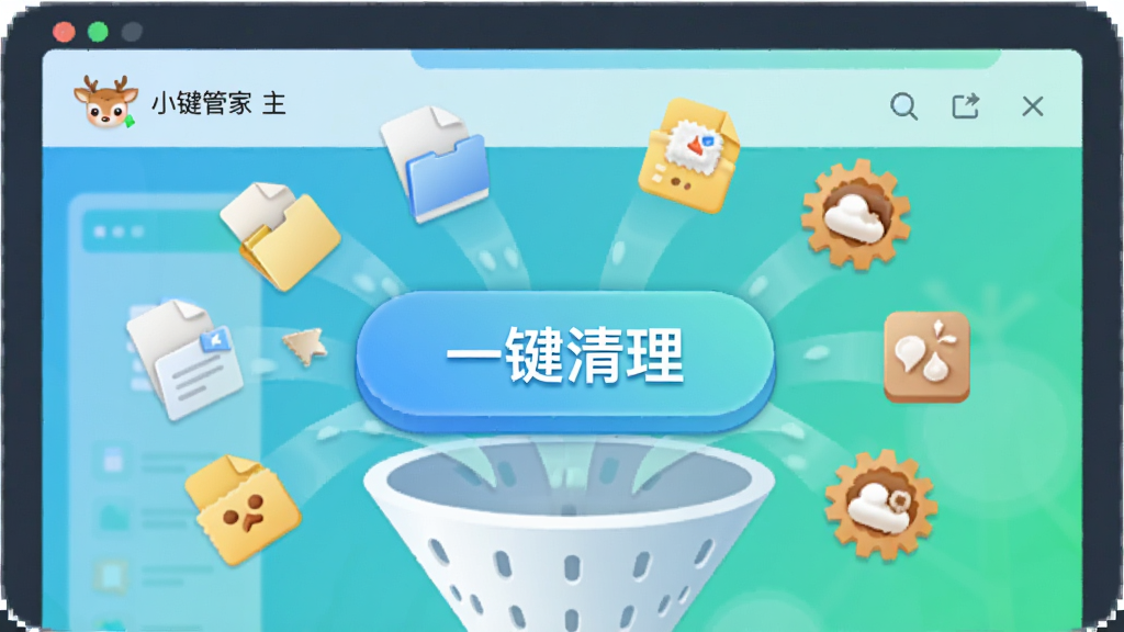 һ��������Ļ��ͼ���廭����ʾС¹�ܼ������棬�м��ǡ�һ����������ť����Χ�������ļ���Ƭ������ͼ�걻����©���Ķ���Ч��������Ϊ��ˬ������ɫ���䣬���ʸɾ����޶���Ԫ��