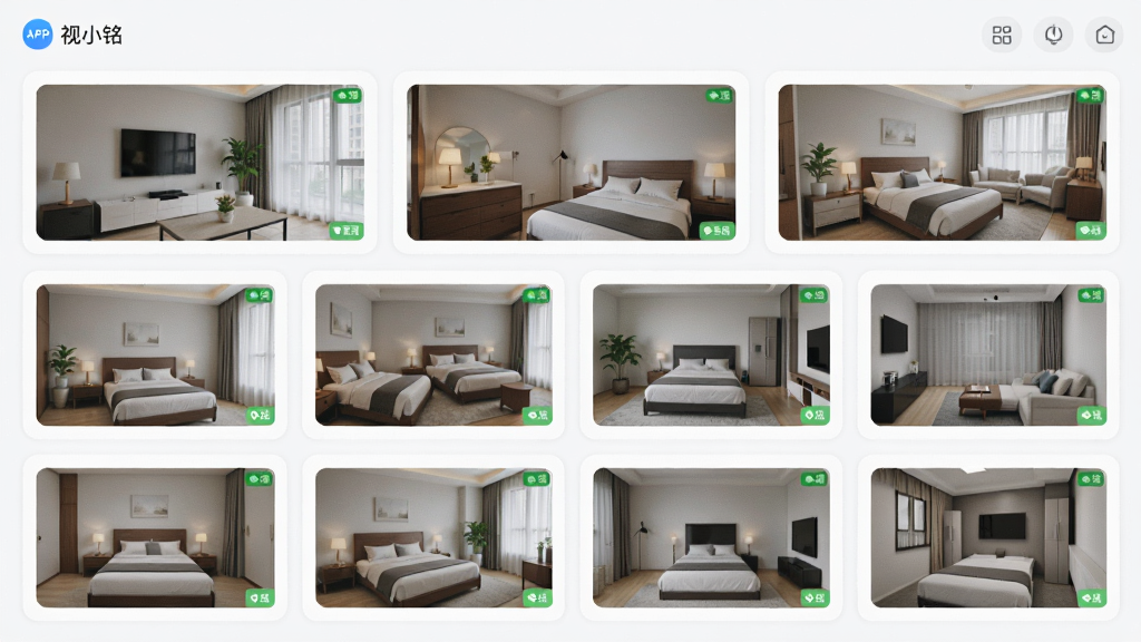 ��С��APP���豸�б����棬���ÿ�Ƭʽ��ƣ�����չʾ���������ҡ����̵ȶ������ͷ��ʵʱԤ����������ͼ�������Ƕ໭�����񲼾֣��Ű�������룬����ƽ����ɫ����ͣ�ϸ����ÿ������ͼ���䶼����ɫ������״̬��ʶ�����ʸɾ��������޶���Ԫ��