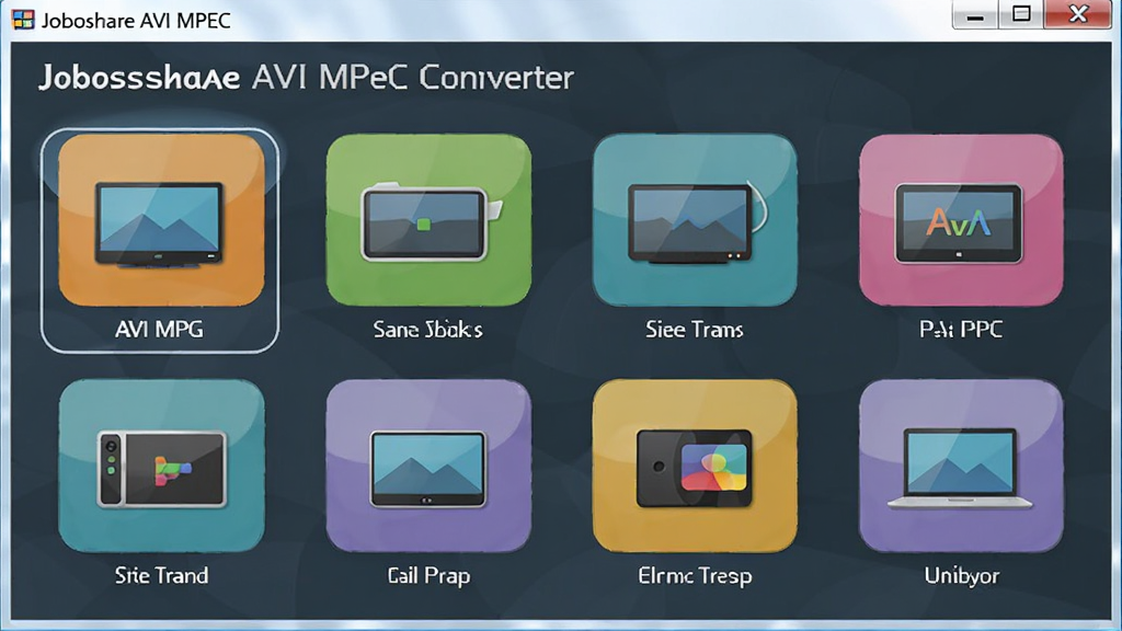 Joboshare AVI MPEG Converter���Ԥ��ѡ����棬չʾ�����豸ͼ�꣬ɫ������������ֱ�ۣ�����Ѻã����ʸɾ����޶���Ԫ��