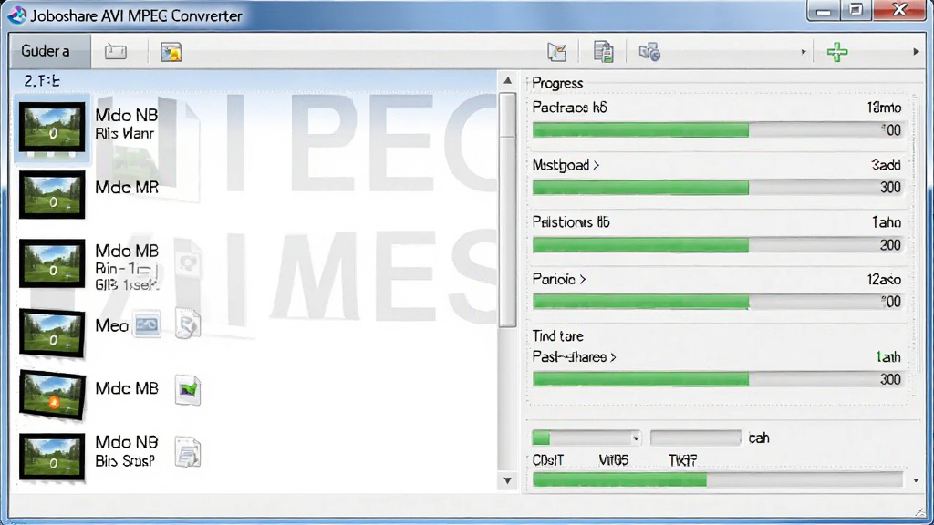 Joboshare AVI MPEG Converter����ת������ʾ��ͼ��������ͬʱ�г������Ƶ�ļ�����������ʾת��״̬���������룬���ʵ�ã����ʸɾ����޶���Ԫ��