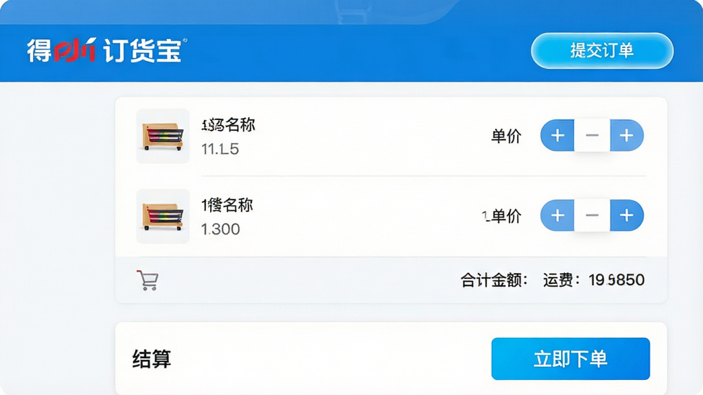 ���壺���������������µ�����������ʾ�����֣���������Ϊ���ﳵ�б����ײ�Ϊ�����������Ͻ�Ϊ���ύ��������ť���Ű棺���ﳵ��Ʒ��Ŀ��ֱ���У�ÿ���������ͼ�����ơ����ۡ�������������������¼�Լ�磬��ɫ��Ϊ��ɫ���ɫ����ťΪ��Ŀ����ɫ������ϸ�ڣ����ﳵ�б��ײ���ʾ�ϼƽ�����˷���Ϣ���ύ��ť�����֡������µ��������ʣ�4K���壬�ɾ����޶���Ԫ��